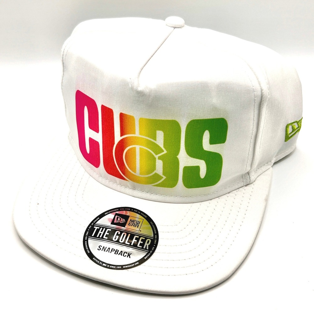 Chicago Cubs New Era The Golfer Snapback OS White Rainbow Neon MLB Baseball Hat